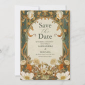 Romantische Sierlijke Frame Groene Huwelijk Save The Date (Voorkant)