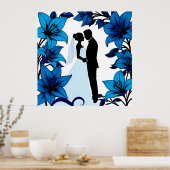 Romantische Silhouet van een Koppel Poster (Keuken)