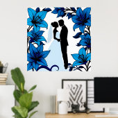 Romantische Silhouet van een Koppel Poster (Thuiskantoor)