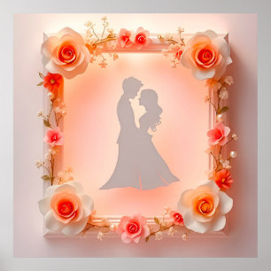 Romantische Silhouet van een Koppel Poster