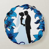 Romantische Silhouette van een Koppel Rond Kussen (Achterkant)