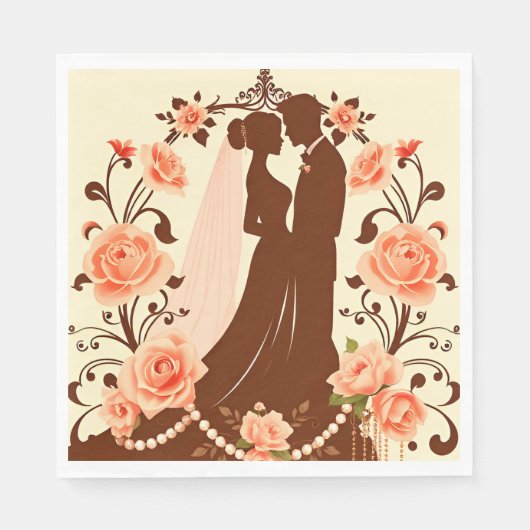 Romantische Silhouette van een Koppel Servet (Voorkant)