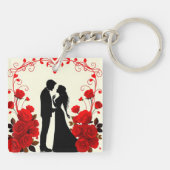 Romantische Silhouette van een Koppel Sleutelhanger (Achterkant)