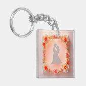 Romantische Silhouette van een Koppel Sleutelhanger (Voorkant Links)