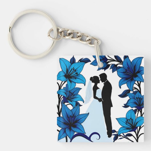 Romantische Silhouette van een Koppel Sleutelhanger (voorkant)