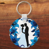 Romantische Silhouette van een Koppel Sleutelhanger (Voorkant)
