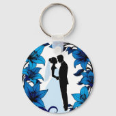 Romantische Silhouette van een Koppel Sleutelhanger (Achterkant)