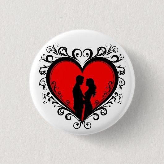 Romantische Silhouette Van Koppel In Hart Vorm Ronde Button 3,2 Cm (Voorkant)