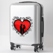 Romantische Silhouette Van Koppel In Hart Vorm Sticker (Koffer)
