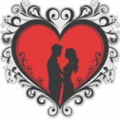 Romantische Silhouette Van Koppel In Hart Vorm Sticker (Voorkant)
