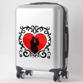 Romantische Silhouette Van Koppel In Hart Vorm Sticker (Koffer)