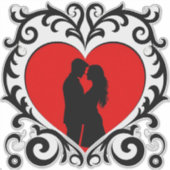 Romantische Silhouette Van Koppel In Hart Vorm Sticker (Voorkant)