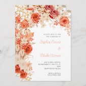 Romantische Sinaasappel en witte rozen witte bruil Kaart (Voorkant / Achterkant)