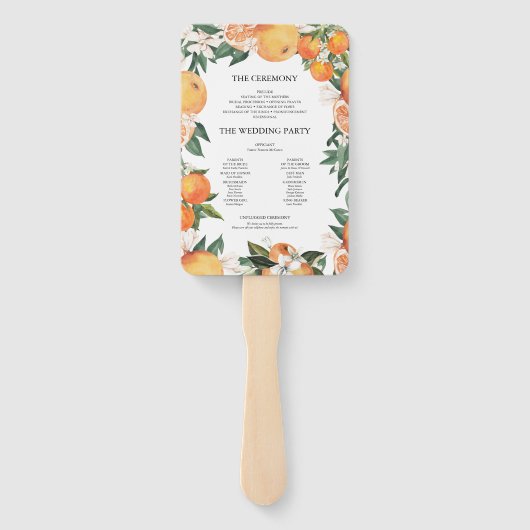 Romantische Sinaasappels Citrus bruiloft Handwaaier (Achterkant)