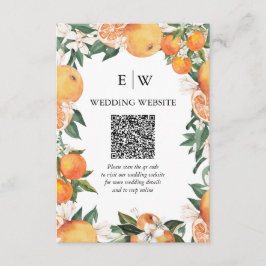Romantische Sinaasappels Citrus bruiloft QR-code Informatiekaartje