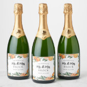 Romantische Sinaasappels Citrus bruiloft Sparkling Wijnetiket (Flessen)
