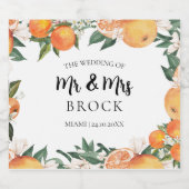 Romantische Sinaasappels Citrus bruiloft Sparkling Wijnetiket (Enkel label)