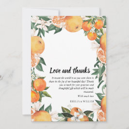 Romantische Sinaasappels Citrus trouwfoto Bedankkaart
