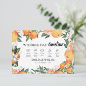 Romantische Sinaasappels Citrus Wedding Tijdlijn Informatiekaartje (Staand voorkant)