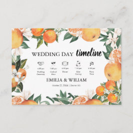 Romantische Sinaasappels Citrus Wedding Tijdlijn Informatiekaartje