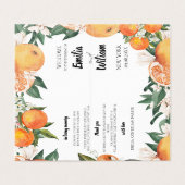 Romantische Sinaasappels Wedding Ceremony Programm Kaart (Buitenkant ongevouwen)