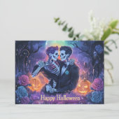 🌈🎃Romantische Skelet Dans kaart (Staand voorkant)