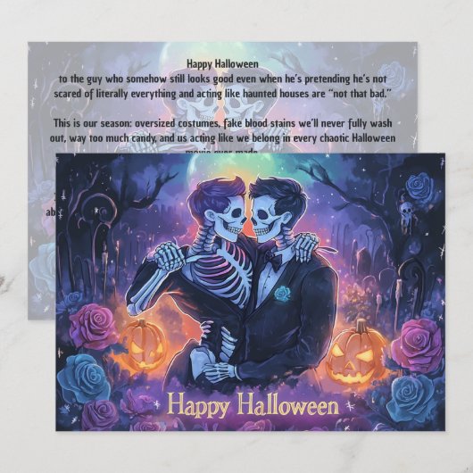 🌈🎃Romantische Skelet Dans kaart (Voorkant / Achterkant)