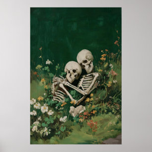 Romantische Skelet Koppel Print – Gotische Liefde