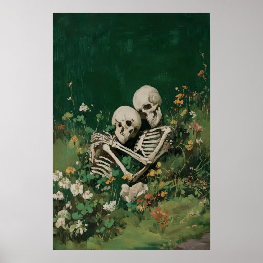 Romantische Skelet Koppel Print – Gotische Liefde (Voorkant)