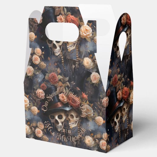 Romantische skeletten kussen Gotische schedels bru Bedankdoosjes (Geopend)