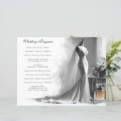 Romantische Sketch Wedding Program Kaart met Vinta (Staand voorkant)