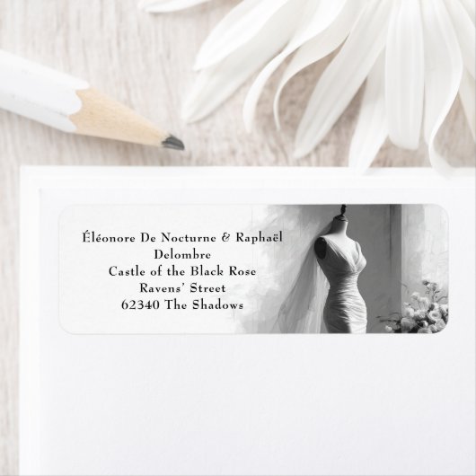 Romantische Sketch Wedding retourlabel Etiket (Insitu)