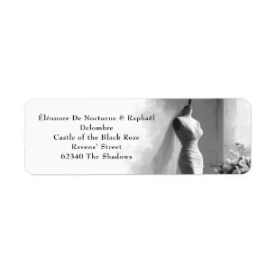 Romantische Sketch Wedding retourlabel Etiket