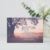 romantische slingerlichtjes boom bruiloftsreceptie kaart (Staand voorkant)