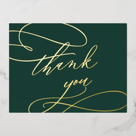 Romantische Smaragd en Gouden Folie Dank u Kaart (Voorkant)