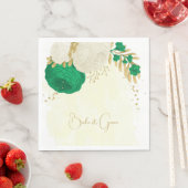 Romantische smaragdgroen en gouden witte bloemen servet (Insitu)