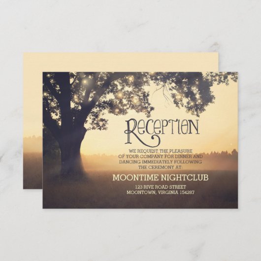 romantische snaarlichten boombruiloft informatiekaartje (Voorkant / Achterkant)