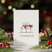 Romantische Sneeuwman Kuskaart – Zoete Kerstliefde