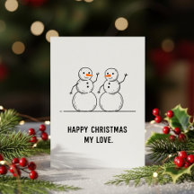 Romantische Sneeuwman Liefde Vakantiekaart Cadeau