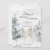 Romantische Snowy Winter Forest Waterverf Kaart (Voorkant)