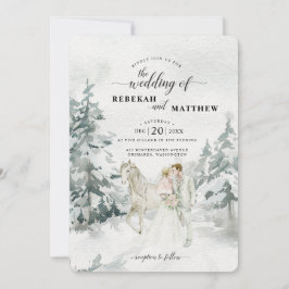Romantische Snowy Winter Forest Waterverf Kaart