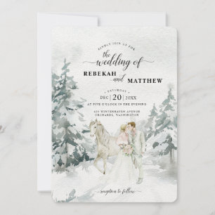 Romantische Snowy Winter Forest Waterverf Kaart