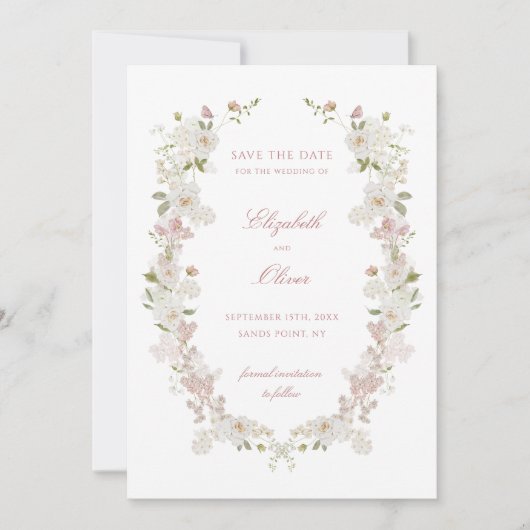 Romantische Soft Blush  Lijst bruiloft Save The Date (Voorkant)