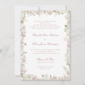 Romantische Soft Blush White Floral Lijst Wedding Kaart (Voorkant)