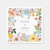 Romantische Spring Garden Waterverf Floral Wedding Servet (Voorkant)
