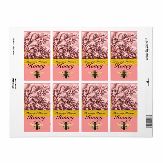 ROMANTISCHE SPRINGSTROOM VLOEIT HONIJNBEE, BEEKEEP ETIKET (Full Sheet)