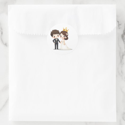 Romantische sprookje bruiloft - Chibi Art Ronde Sticker (Tas)