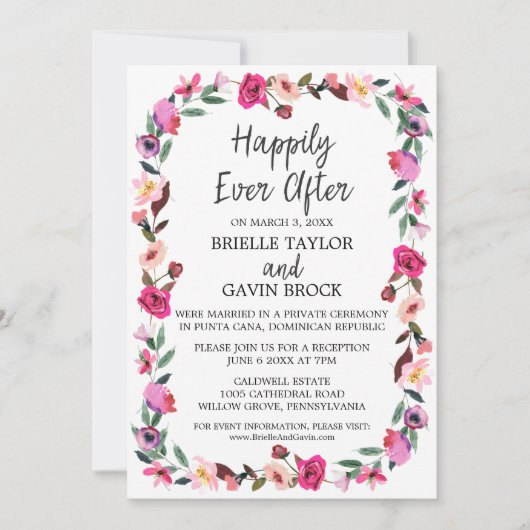 Romantische Sprookjeskrans Wegloop Huwelijksplecht Kaart (Voorkant)