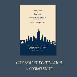 Romantische Stad Skyline Destination Wedding Kaart