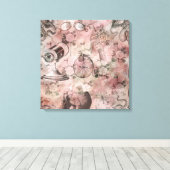 Romantische Steampunk | Antiek Vintage Ephemera Canvas Afdruk (Insitu (Houten vloer))